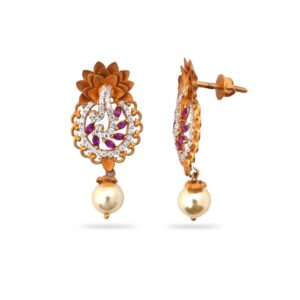 916 Gold Attractive Diamond Pendant Set