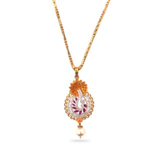 916 Gold Attractive Diamond Pendant Set