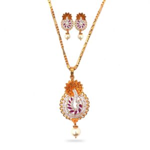 916 Gold Attractive Diamond Pendant Set
