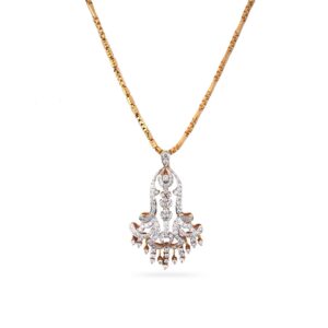 22K Gold Designer Diamond Pendant Set