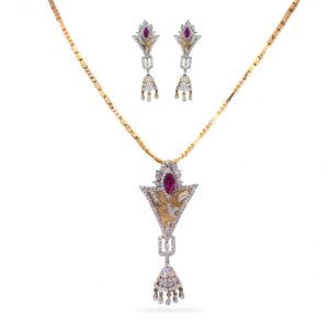 916 Gold Diamond Pendant Set