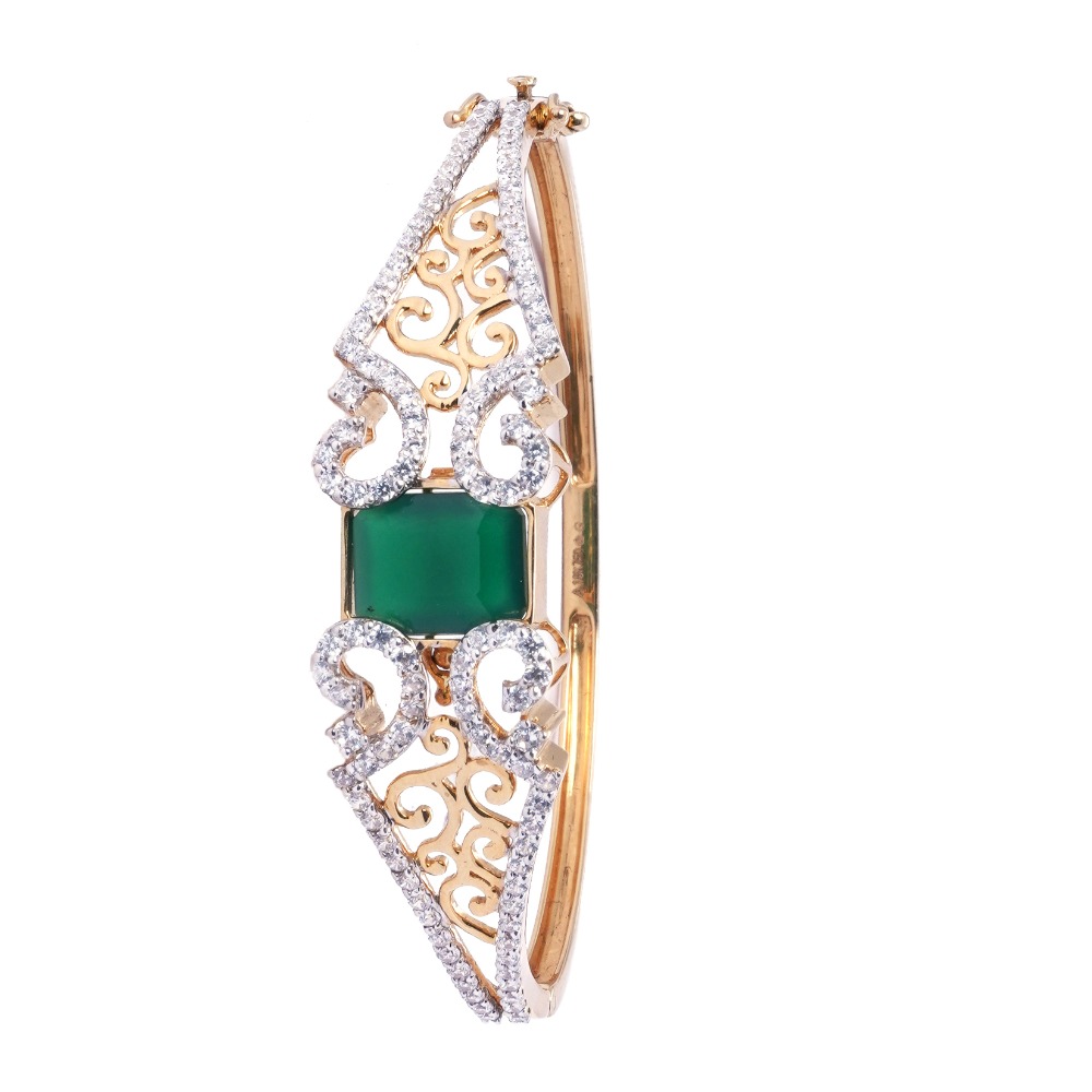 22K Gold Green Stone Bracelet - Image 5
