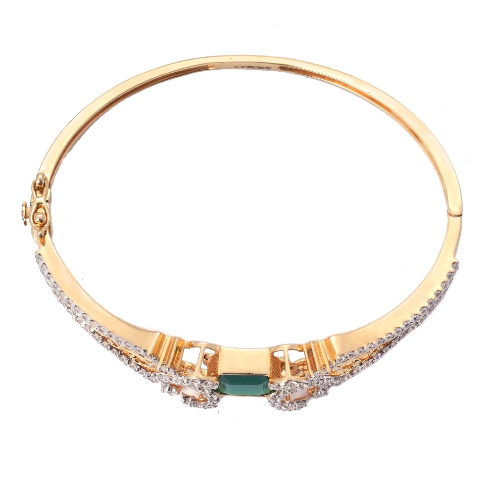 22K Gold Green Stone Bracelet - Image 4