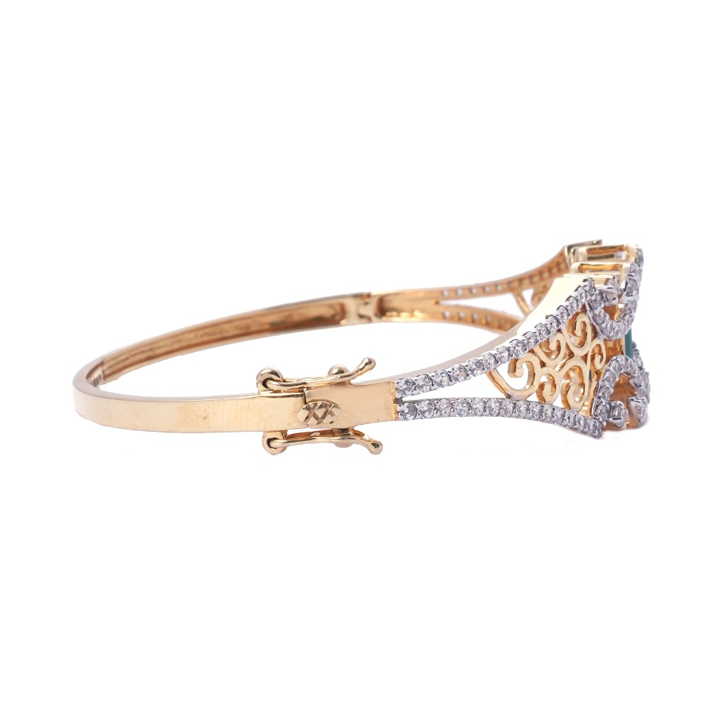 22K Gold Green Stone Bracelet - Image 2