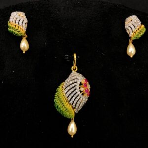 Colorful cz diamond pendant set