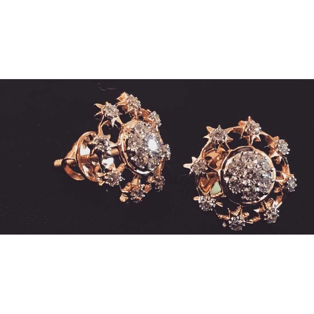 18k Rose Gold Diamond Studded Earring