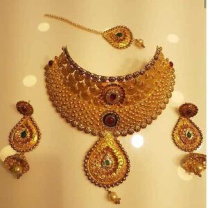 Traditional Indian Design Gold Heavy Necklace Set