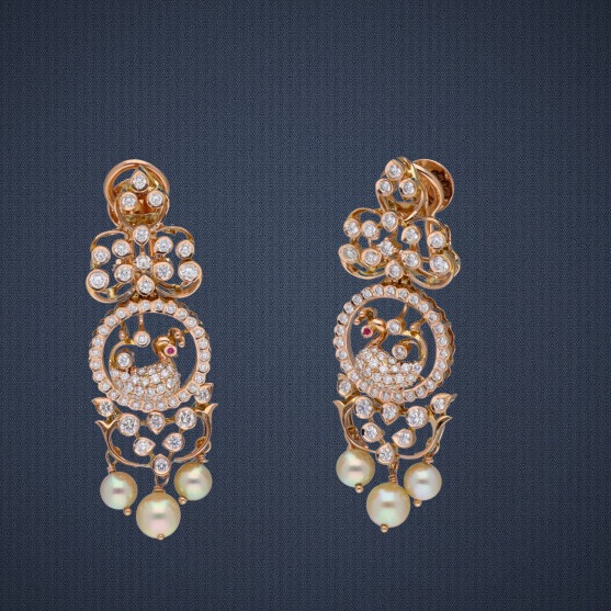 18KT Gold Color Stone Diamond Necklace Set - Image 2
