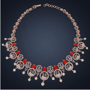 18KT Gold Color Stone Diamond Necklace Set