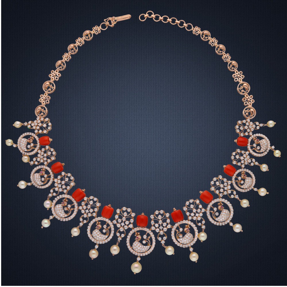 18KT Gold Color Stone Diamond Necklace Set