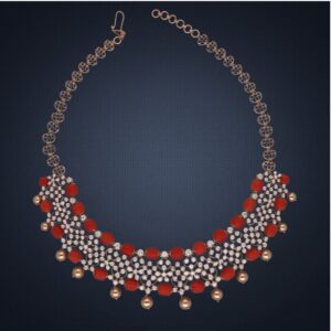 18KT Gold Color Stone Diamond Necklace Set