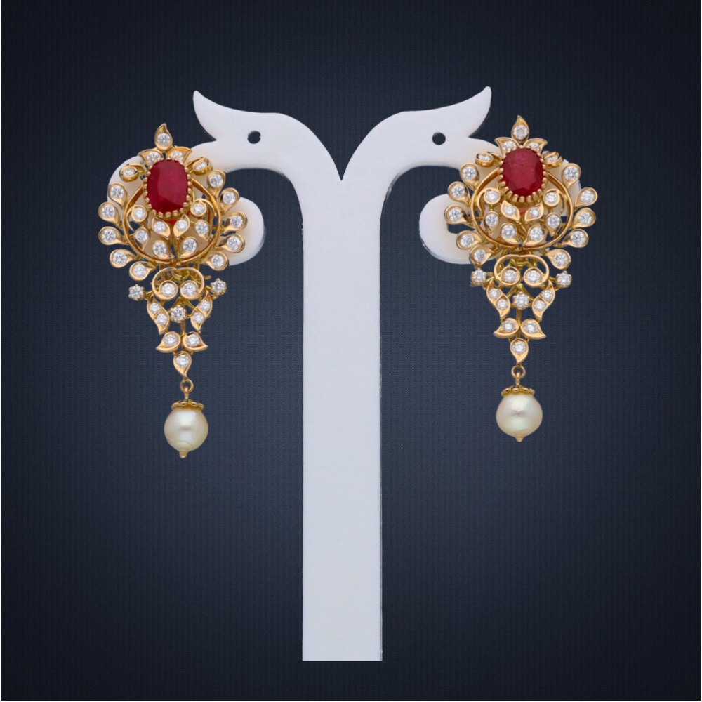 18KT Gold Color Stone Diamond Necklace Set - Image 2