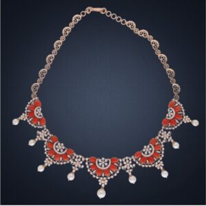 18KT Gold Color Stone Diamond Necklace Set