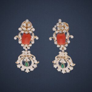 18kt gold color stone diamond necklace set