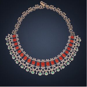 18kt gold color stone diamond necklace set