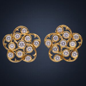 916 Gold Sphere shape Diamond Earring Tops