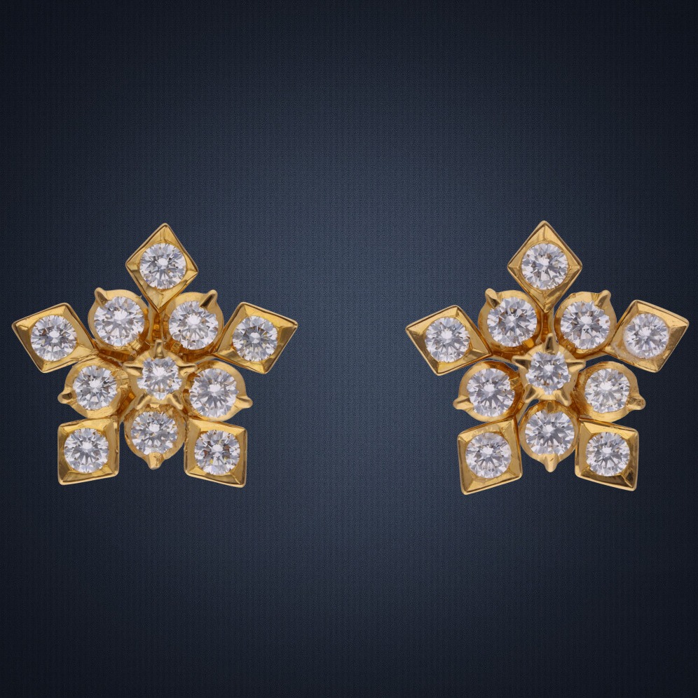 22K Gold Delicate Diamond Earring