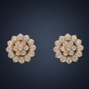 22K Gold Round Shape Diamond Earring