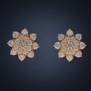 22CT Gold Flower Design Diamond Earring
