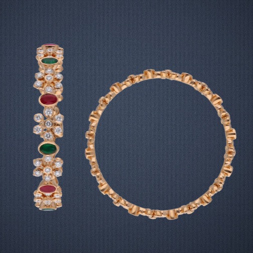 916 Gold Colorful Diamond Bangle