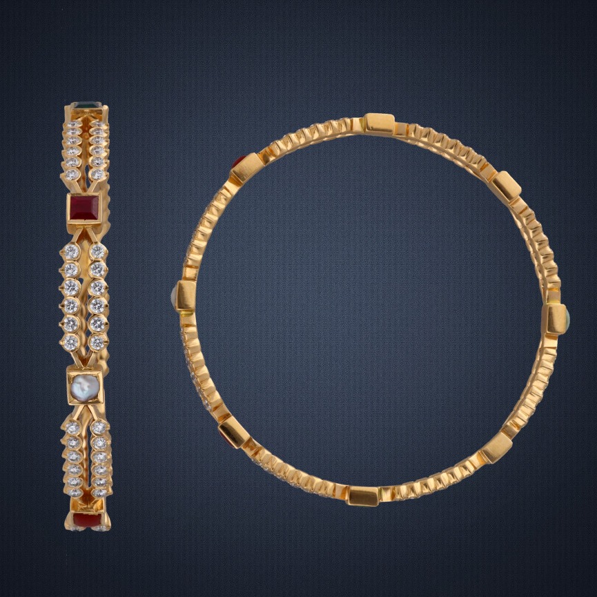 916 Gold Diamond Bangle