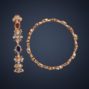 22KT Gold Colorful Stone Bangle