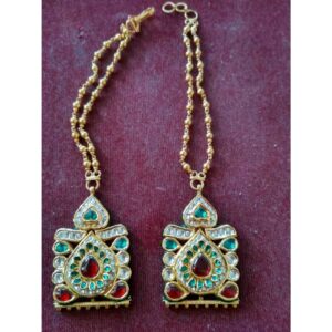 22KT Gold Antique Meenakari Earrings