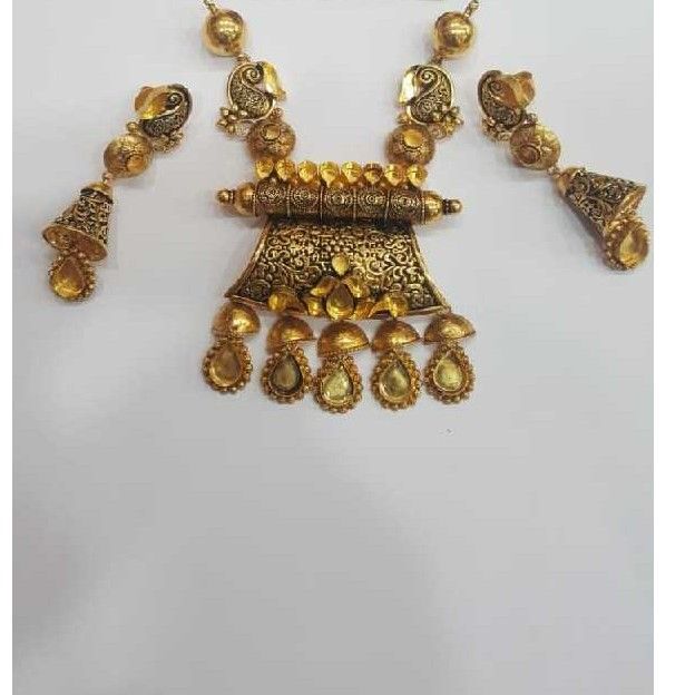 Rajwadi Gold Fancy Necklace Set