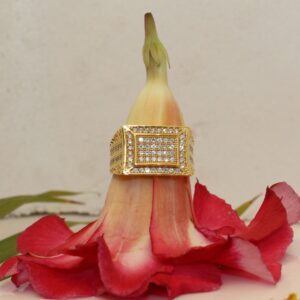 22KT Stylish Gold Diamond Ring For Gents
