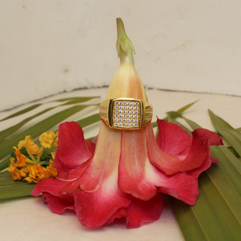 Modern 22KT Gold Diamond Gents Ring