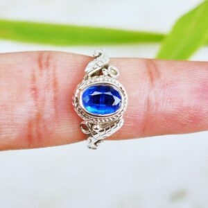 Handmade classic kyanite silver ring