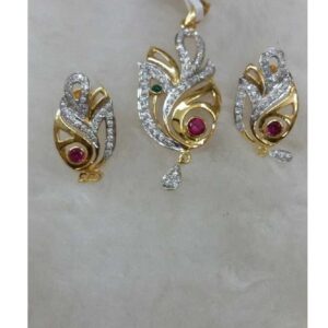 Leaf Shape 916 Gold Ladies Pendant Set