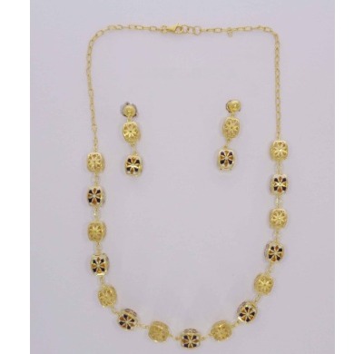 Delicate 916 Gold Meenakari Necklace Set