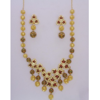 Fancy 916 Gold Fancy Ladies Necklace Set