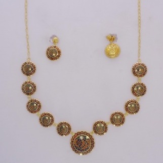Indian Traditional 916 Gold Meenakari Necklace Set