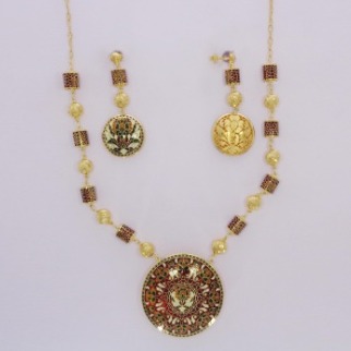 Rajwadi Style 916 Gold Meenakari Necklace