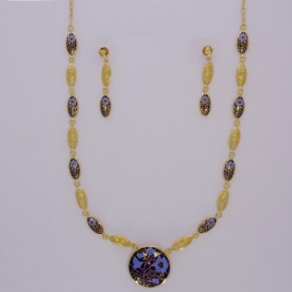 916 Gold Meena Traditinal Necklace Set  Twin Side