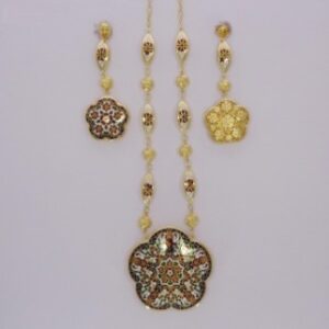 Flower Shape 916 Gold Meenakari Necklace Set