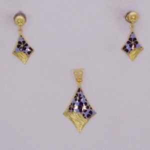 Antique 916 Gold Meenkari Pendant Set