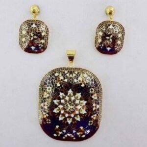 Antique 916 Gold Meena Pendant Set