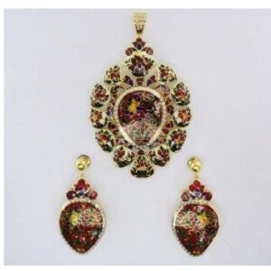 Designer 916 Gold Meenakari Pendant Set