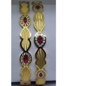 916 Gold Fancy Stone Ladies Bangles