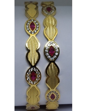 916 Gold Fancy Stone Ladies Bangles
