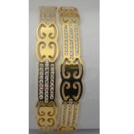 916 Gold CNC CZ Stone Fancy Bangles