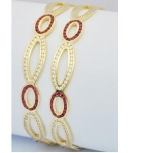 916 Gold CZ Stone Fancy Ladies Bangles