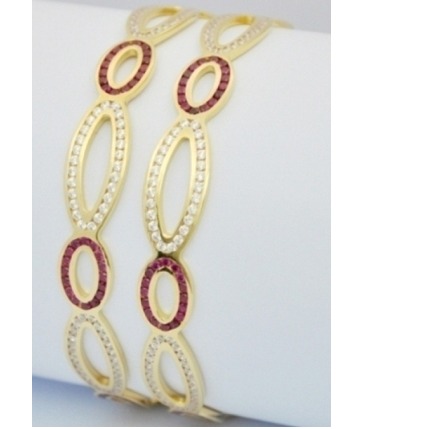916 Gold CZ Stone Fancy Ladies Bangles