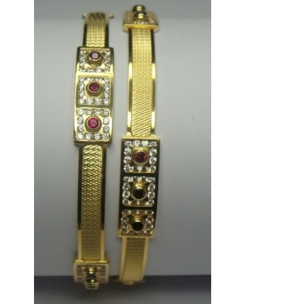 916 GOLD CNC CZ STONE FANCY BANGLES