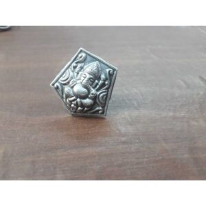 Silver Designer Ganpati Ring