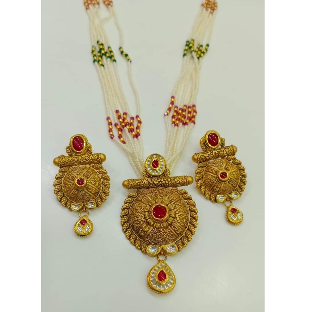 916 Gold Antique Pearl mala necklace set