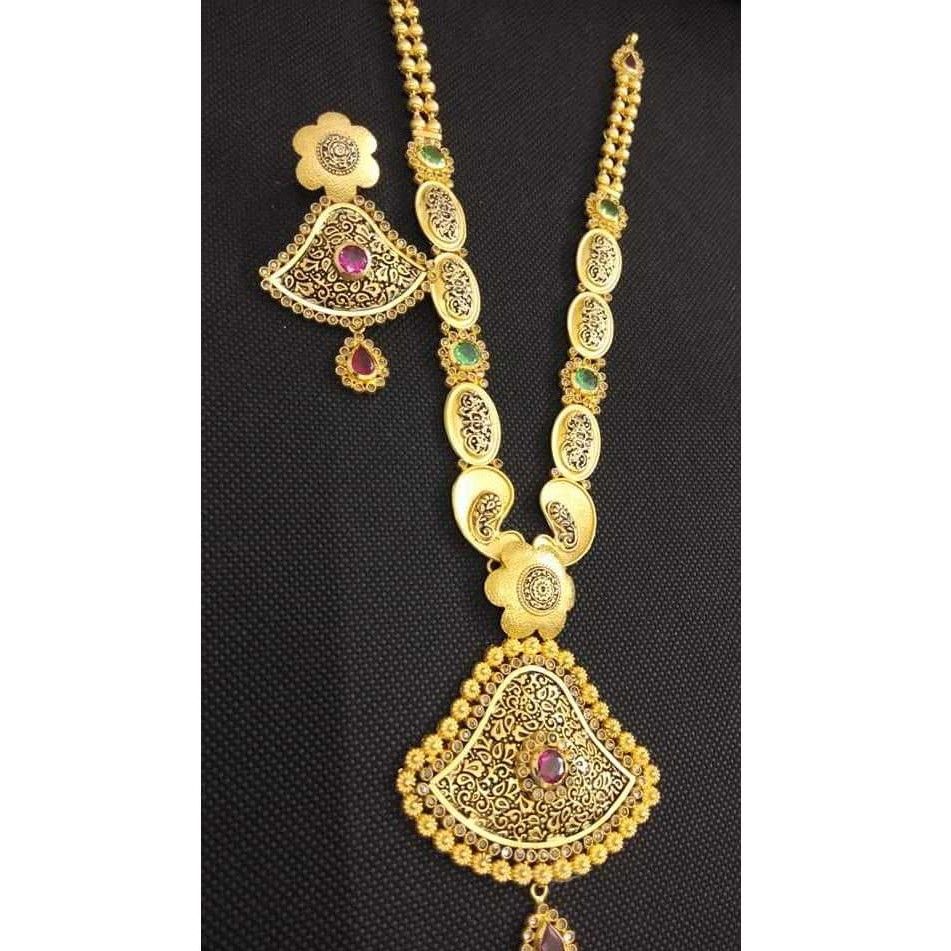 22 Kt Long Modern Necklace Set